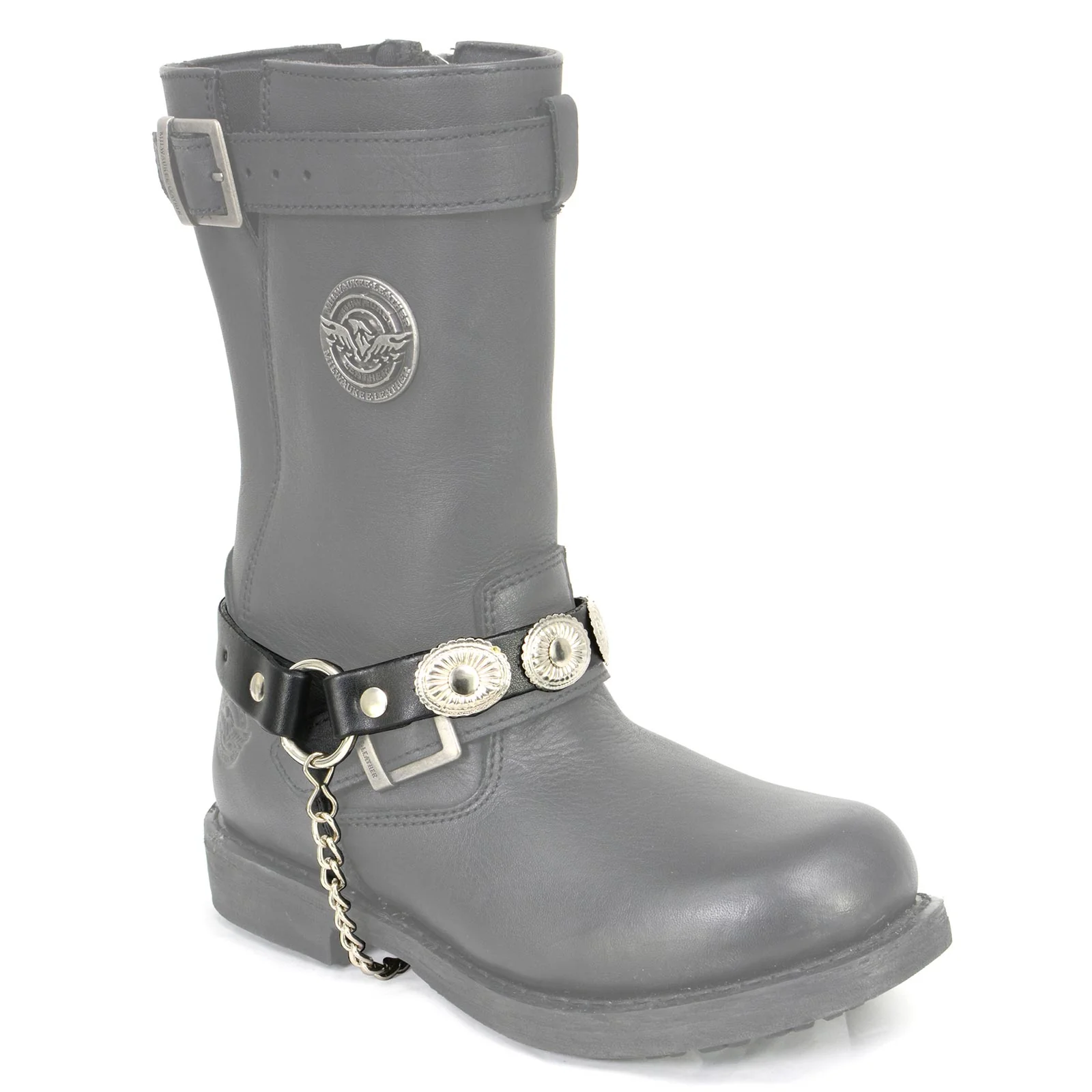 Elegant Milwaukee Leather Silver Vintage Concho Boot Chain with Adjustable Strap - MLA3008 Original