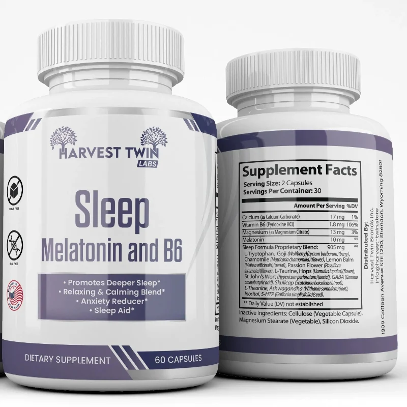 Carefully Designed Harvest Twin Labs Melatonin B6 Sleep Capsules – Deep Sleep Relaxation Support Modern