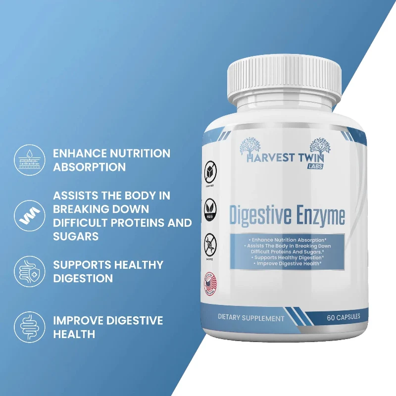 Healthy Harvest Twin Labs Digestive Enzyme Dietary Supplement – 60 Capsules Powerful