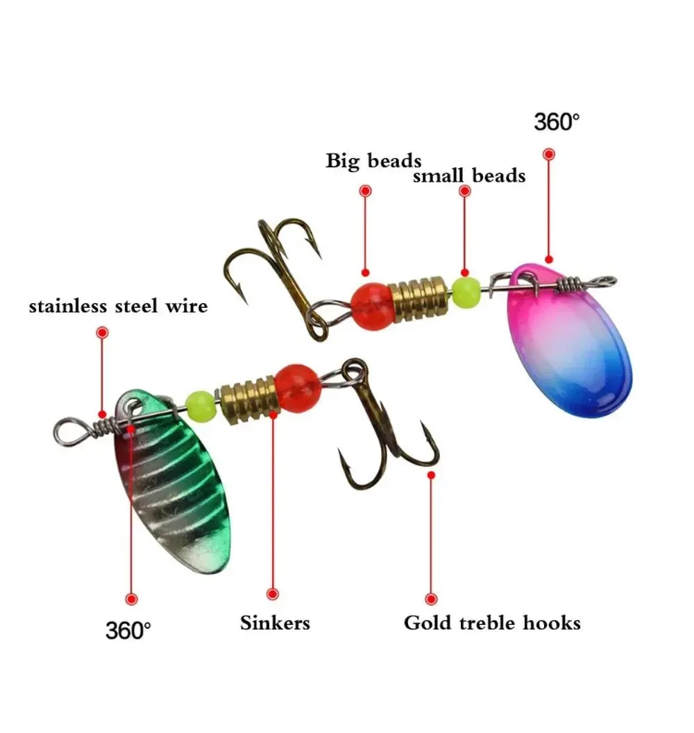 Excellent 30 10Pcs Spinning Fishing Lure Set – Premium Spoon Bait Kit for Freshwater Saltwater Recyclable