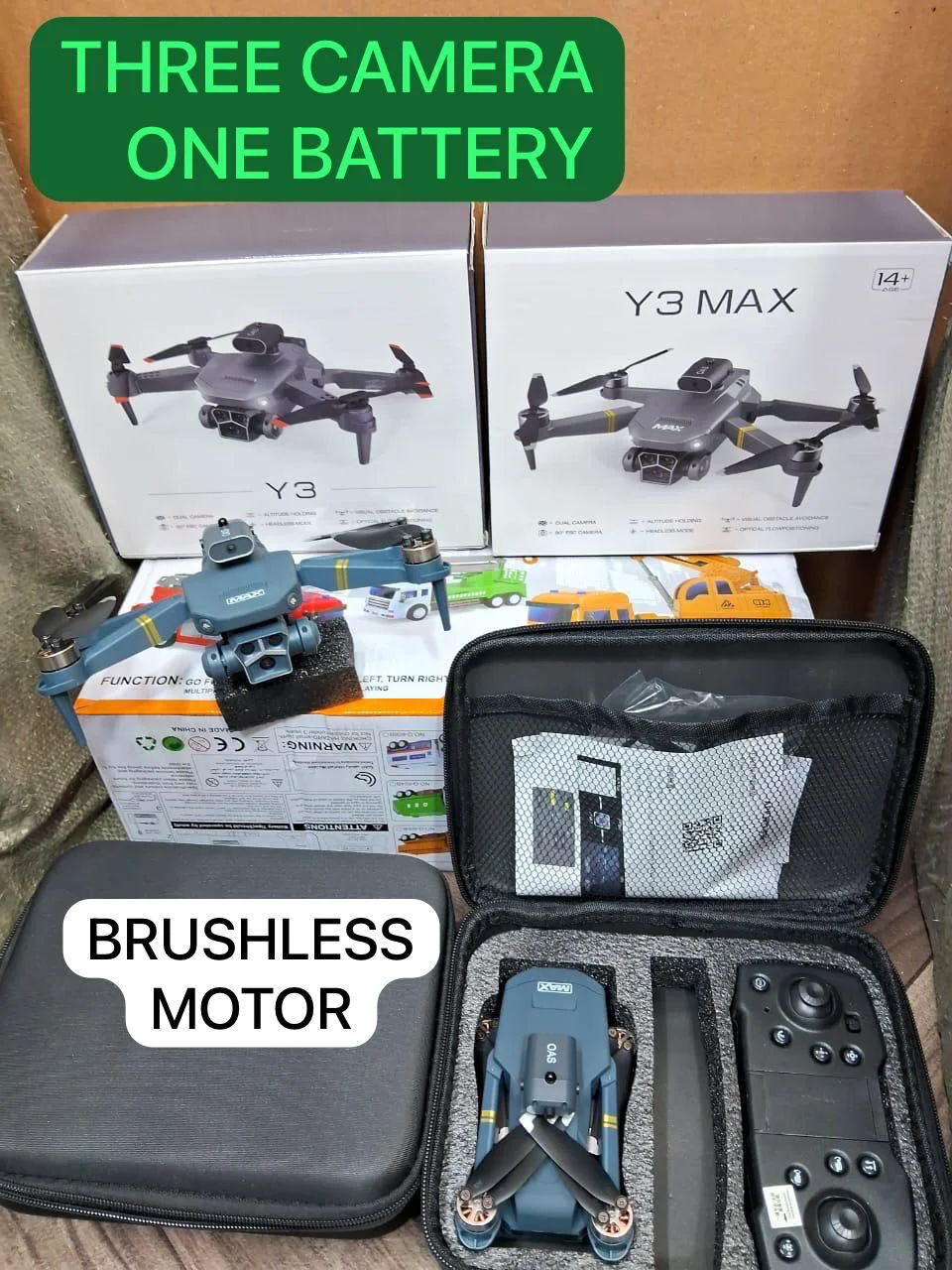 Specialty Y3 MAX Foldable Drone with Triple Camera Brushless Motor RC Quadcopter Solid