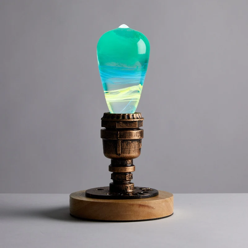 Comfortable C.P.LIGHT Teardrop Glass Accent Lamp with Wooden Base Effective