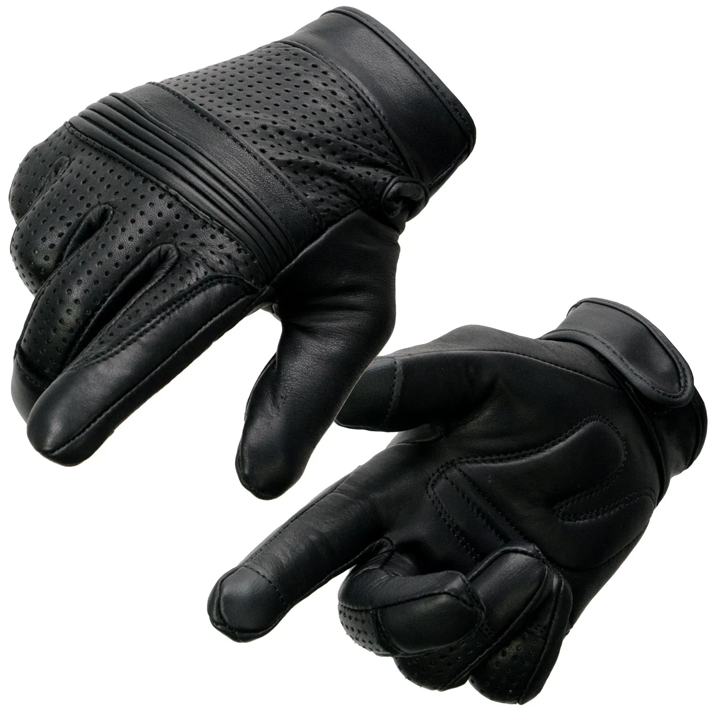 Elite Milwaukee Leather MG7516 Men's Black Leather I - Touchscreen Compatible Gel Palm Motorcycle Hand Gloves W Flex Knuckles Premium Material