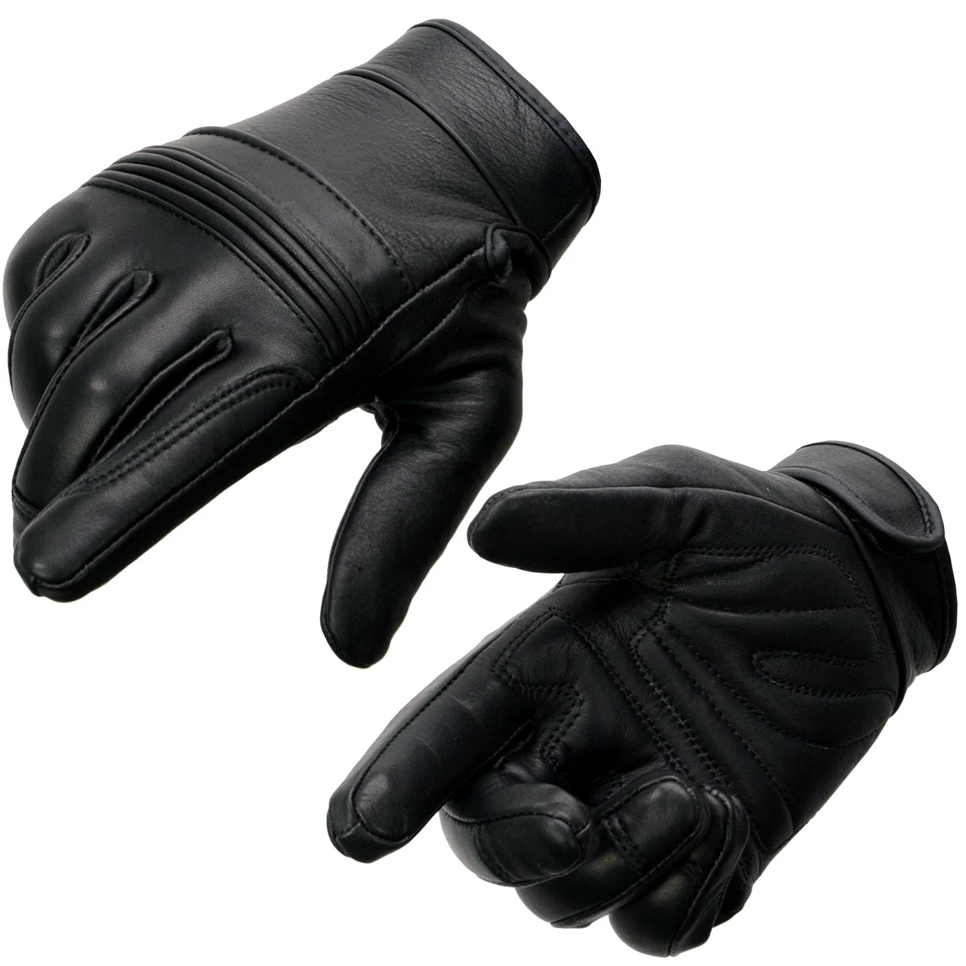 Superior Milwaukee Leather MG7535 Men's Black Leather with Gel Palm Motorcycle Hand Gloves w Flex Knuckles Versatile