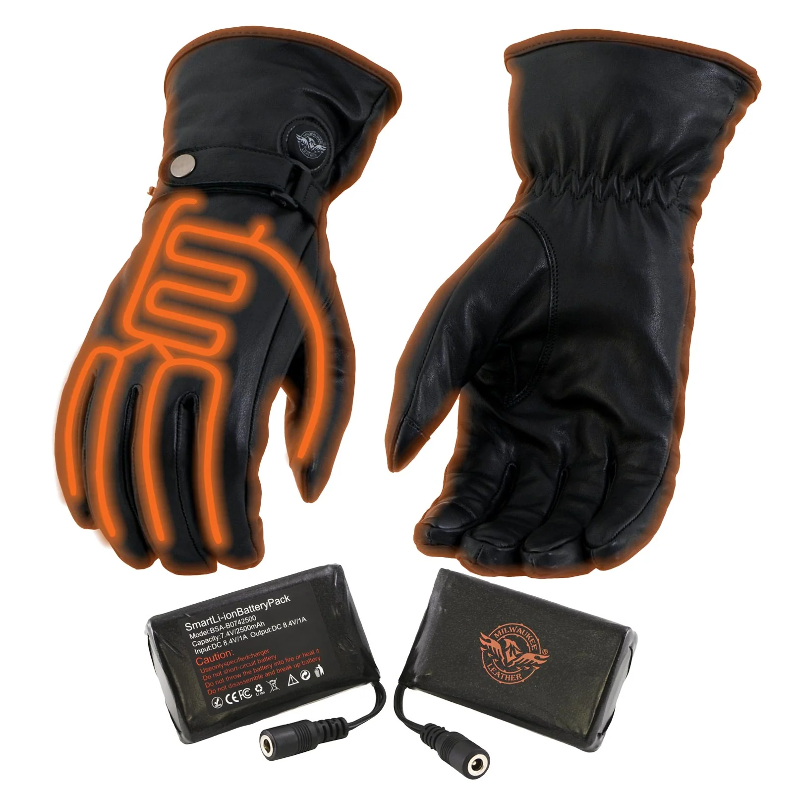 Classic Milwaukee Leather MG7519SET Men s Black Leather Heated Winter Gloves for Motorcycle Ski Hiking i-Touch Original