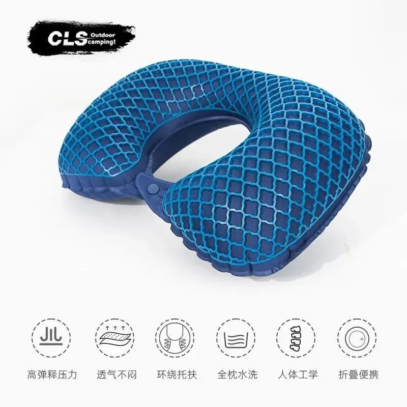 Elite Inflatable U-Shaped Neck Pillow for Travel – Portable Ergonomic Support for Airplane Car Office Excellent