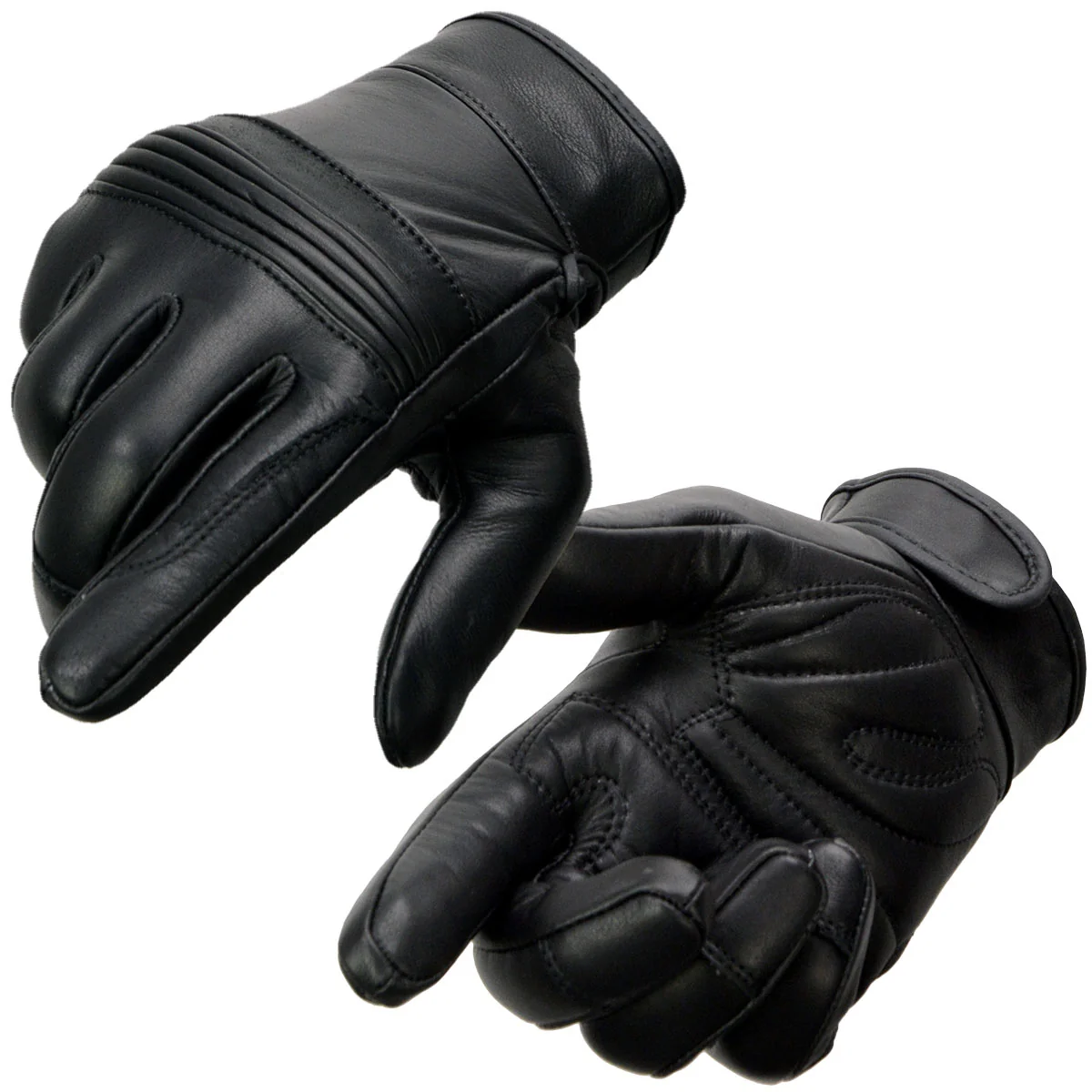 Original Milwaukee Leather MG7536 Men's Black Leather Gel Palm Motorcycle Gloves w Flex Knuckles and Cool-Tec Treatment Certified