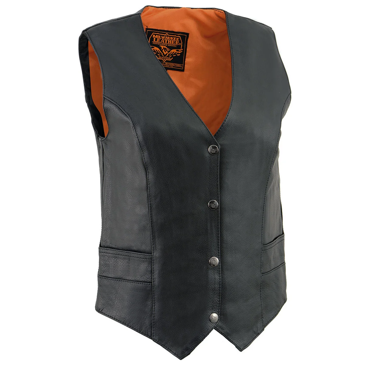 Efficient Milwaukee Leather ML1253 Women's Black Premium Leather Motorcycle Rider Vest w Snap Button Closure User-Friendly