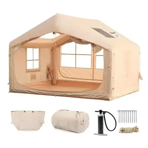 Advanced 6-8 Person Inflatable Camping Tent – 80.73 Sq Ft 4-Season Blow Up Tent with Quick Setup Stove Compatibility Classic