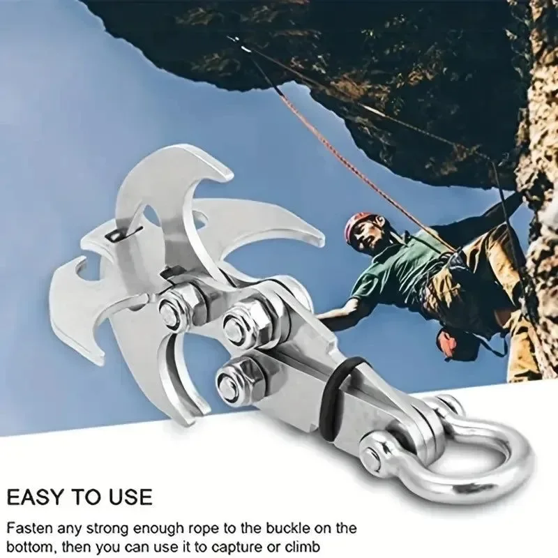 Exceptional Stainless Steel Survival Folding Climbing Hook – Heavy-Duty Escape Hook for Outdoor Climbing Rescue Adventure Stylish