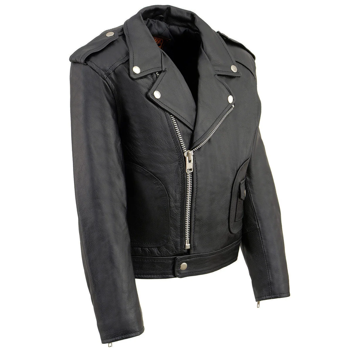 Exceptional Milwaukee Leather LKK1920 Boy's Black Classic Leather Biker Jacket with Patch Pocket Style Versatile