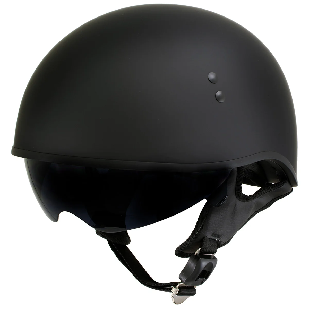 Long-Lasting Hot Leathers T72 Black Widow Flat Black Motorcycle Half Helmet Biker w Drop Down Visor Pure