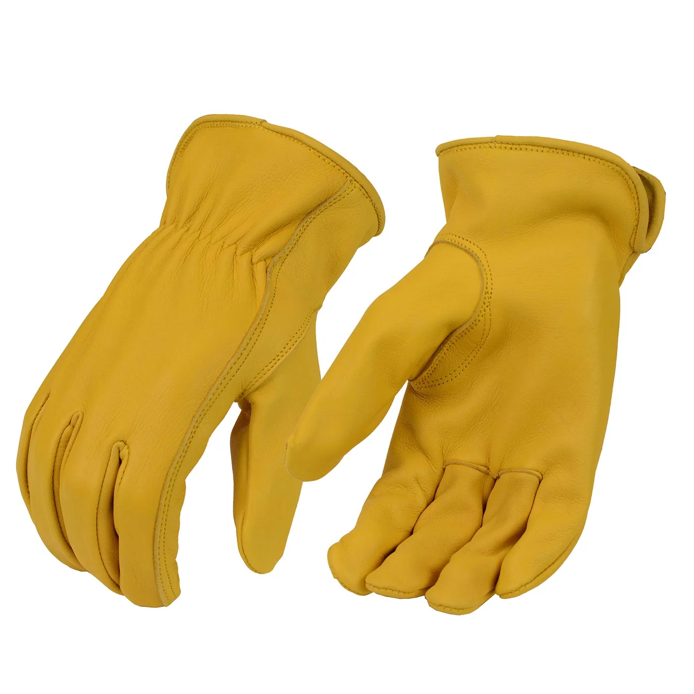 Optimized M-Boss Motorcycle Apparel BOS37550 Men's Yellow Full Grain Deerskin Gloves Detailed