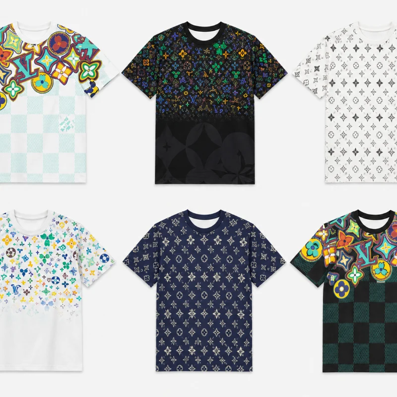 Secure LV Printed Crew Neck T-Shirts – Colorful Short Sleeve Graphic Tees Original