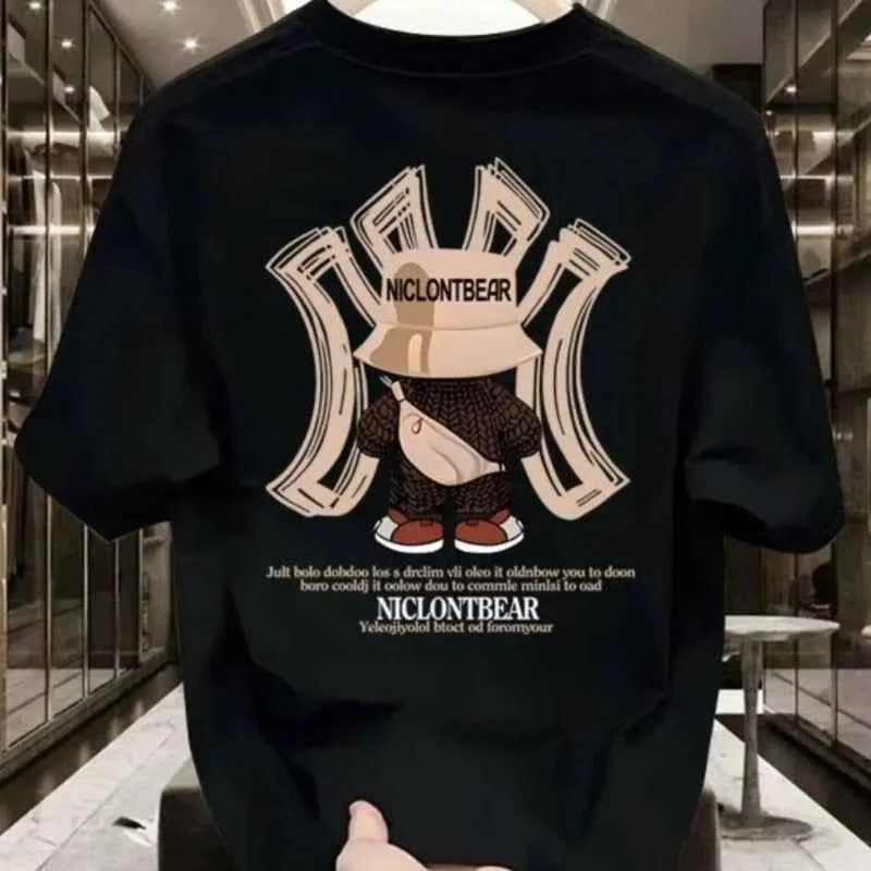 Verified Nicolon Bear Graphic T-shirt – Stylish Casual Wear for Men Black White Options Fast