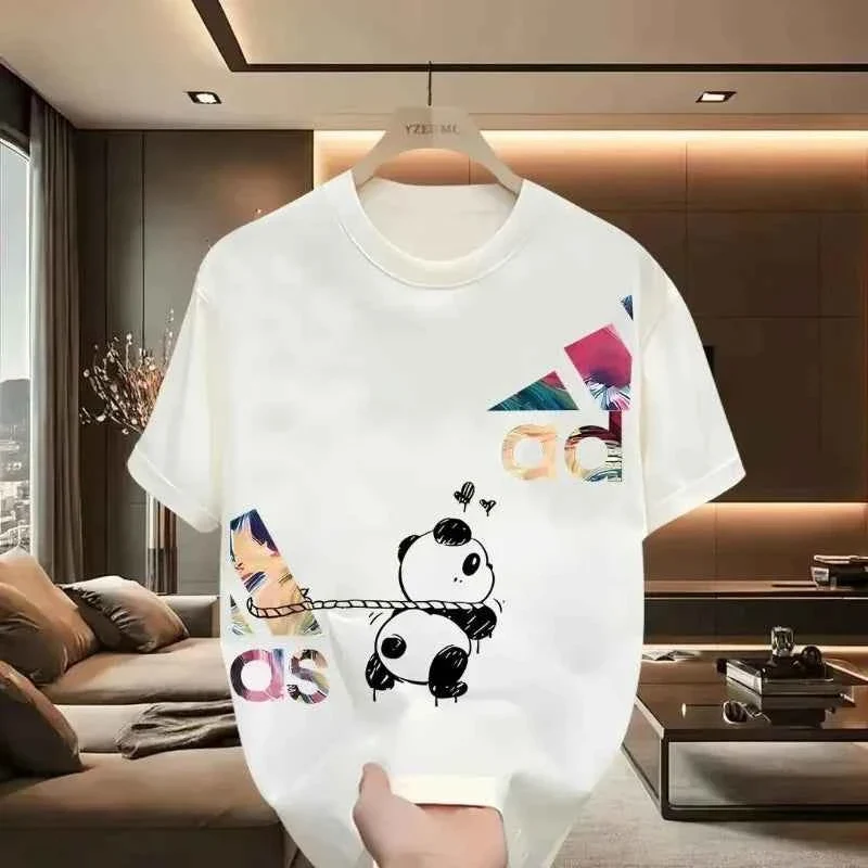 Expertly Made Adidas Panda Graphic T-shirt – Stylish Casual Wear for Men Black White Options Convenient