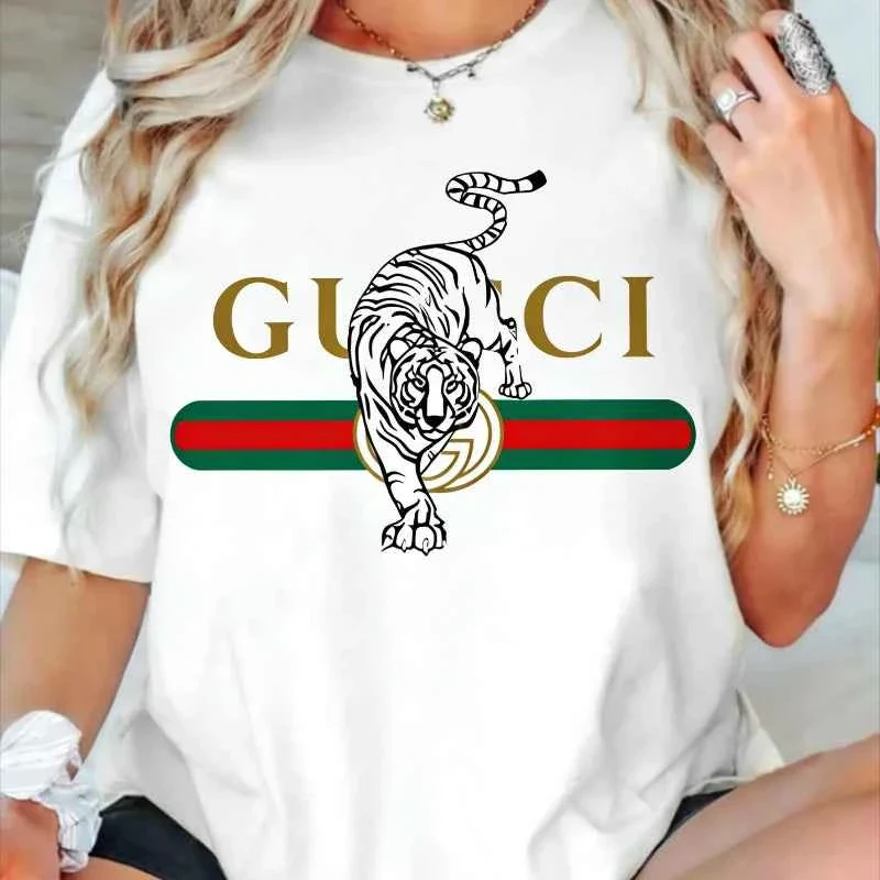 Secure Gucci Tiger Graphic T-shirt – Stylish Casual Wear for Women Original Design