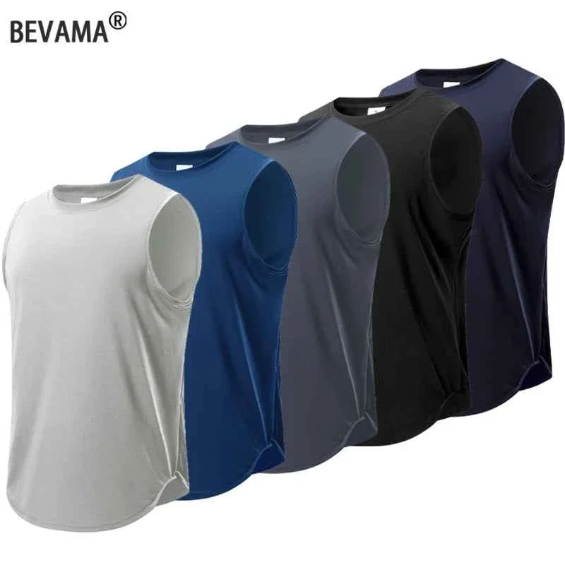 Superior BEVAMA Men's Sleeveless Athletic Tank Top – Moisture-Wicking White Blue Grey Black Navy Safe