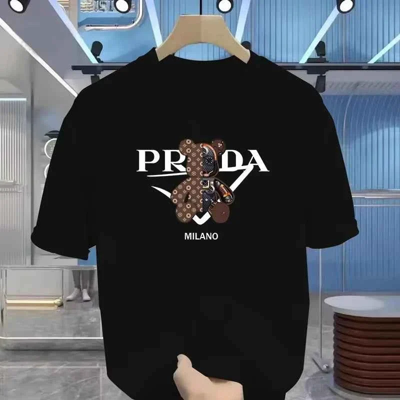 Premium Material Prada Bear Graphic T-shirt – Stylish Casual Wear for Men Consistent
