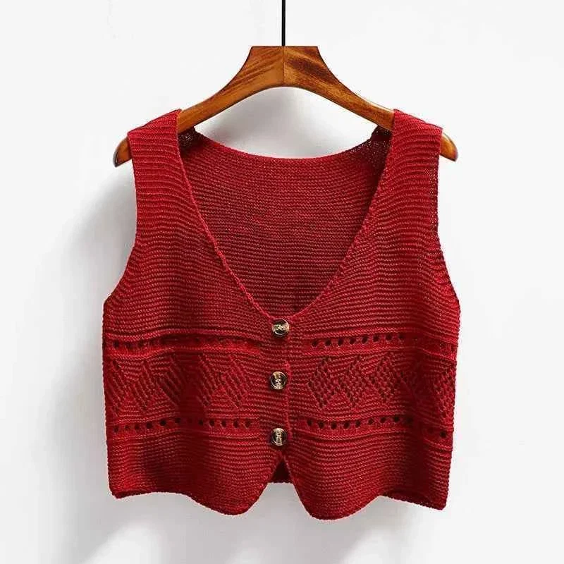 Reusable Knitted Button-Up Crop Vest – Stylish Casual Wear for Women Multi-Color Options Trusted