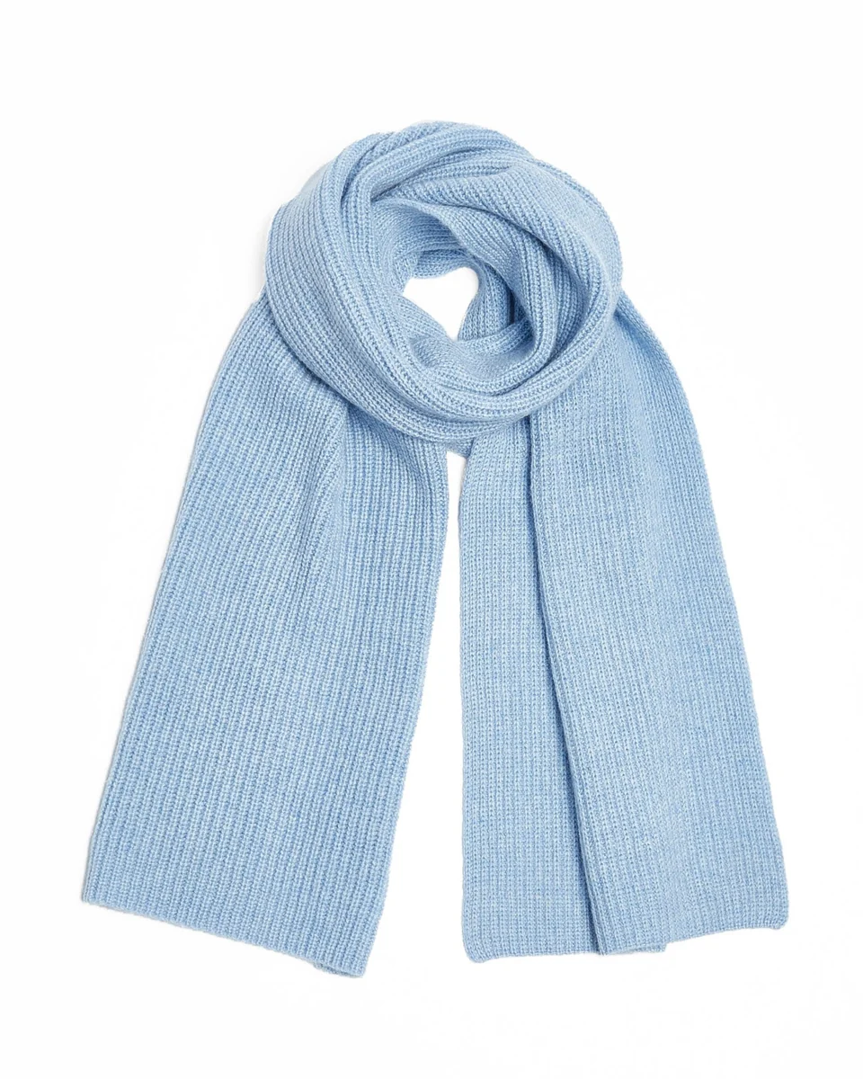 Natural Foxford Blue Ribbed Cashmere Scarf Superior