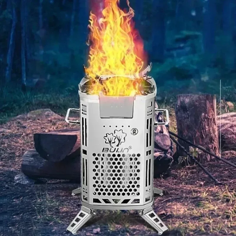 Lightweight Heavy-Duty Portable Firewood Stove Smokeless Stainless Steel Camping Stove for Cooking Heating Selected