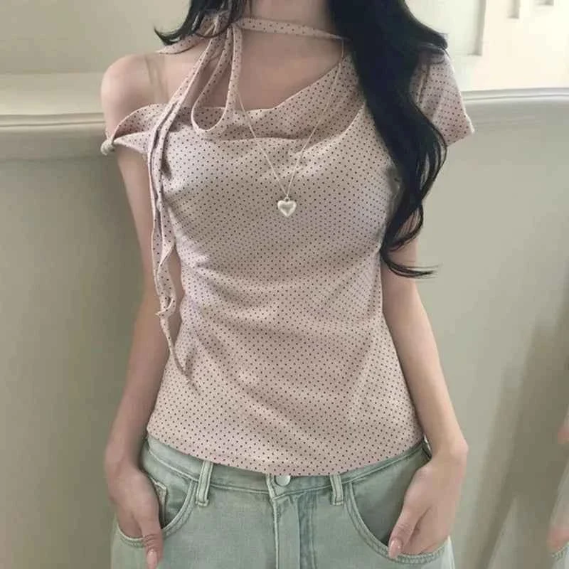 Trendy Women s Off Shoulder Tie Front Short Sleeve Top Classic