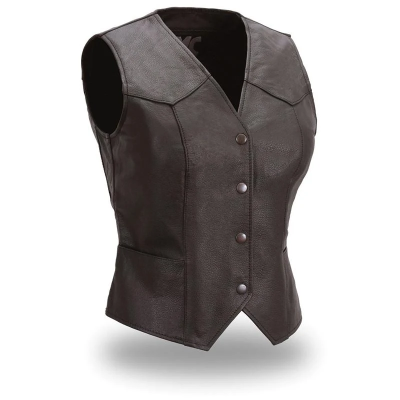 Sophisticated First Manufacturing FML500CR Women s The Sweet Sienna Western Style Motorcycle Leather Vest Prestigious