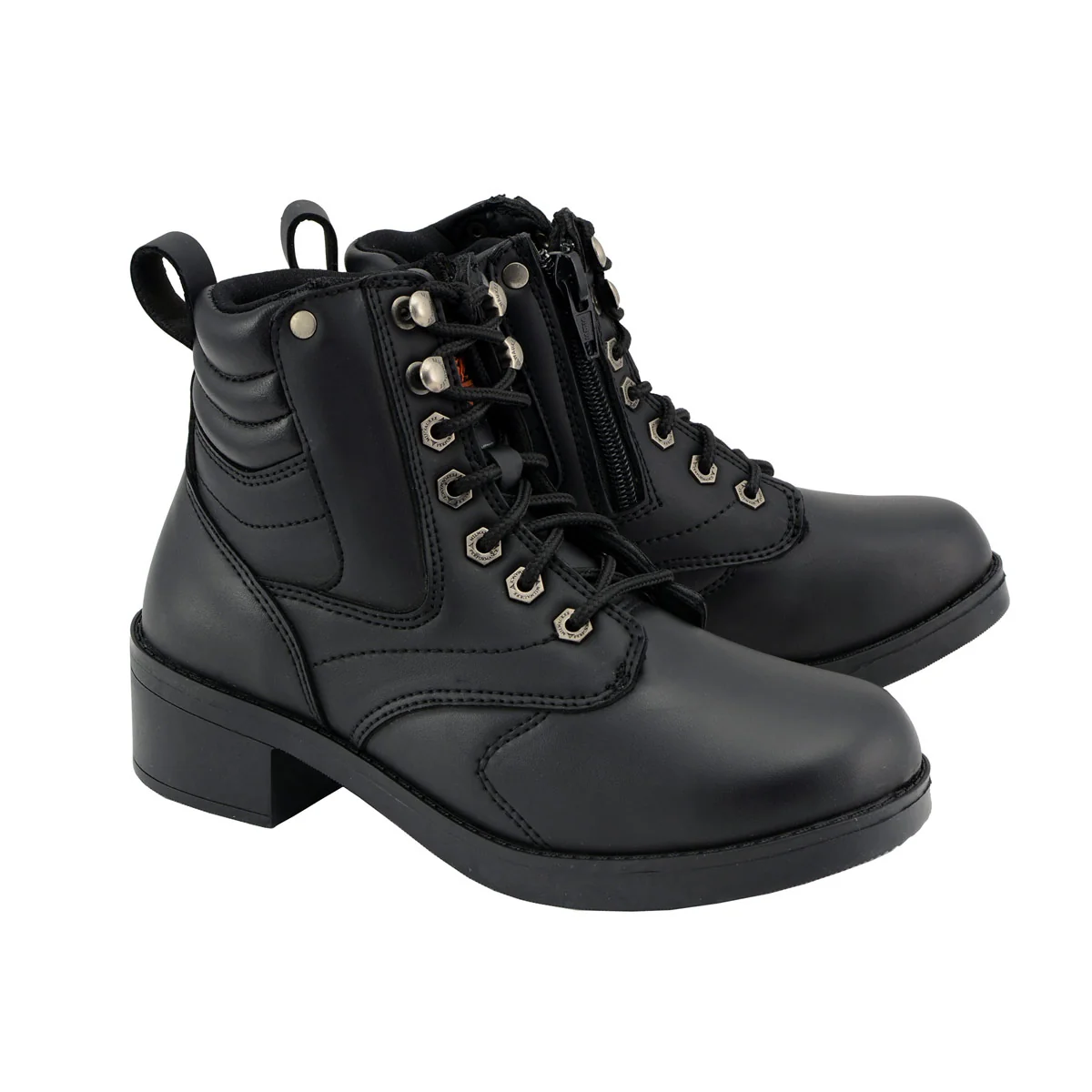 Classic Milwaukee Leather MBK9275 Boys Black Lace-Up Boots with Side Zipper Entry Verified
