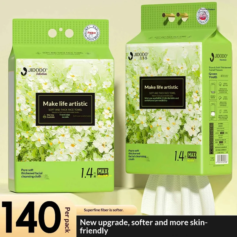 Solid JIDODO Soft Thick Facial Tissues – Green Floral Hanging Tissue Pack with Invisible Hooks Efficient