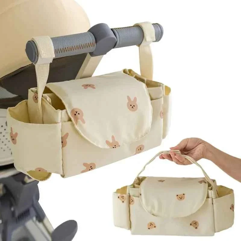 Recyclable Korea Bear Mommy Bag Baby Stroller Organizer Hanging Caddy Storage Bag Functional