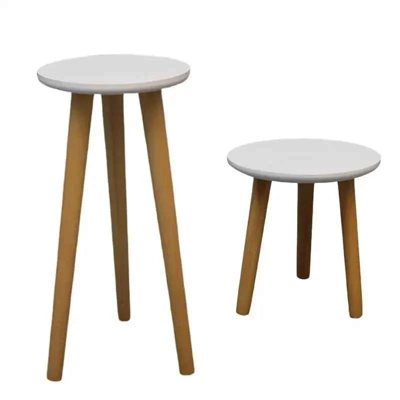 Efficient Wooden Round 3-Leg Flower Stand – White Top Plant Display Table in Two Sizes Specialty