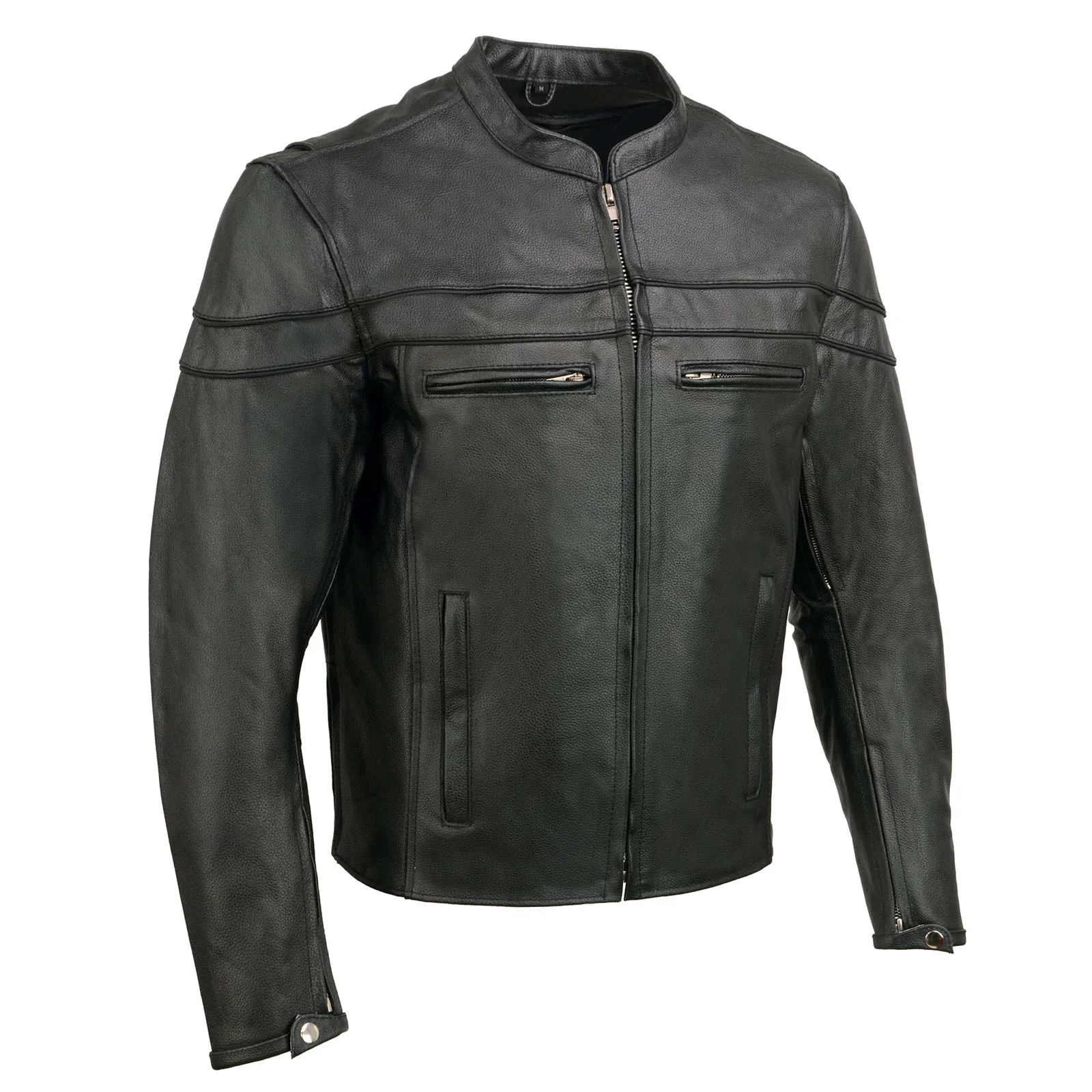 Luxury Event Leather EL1408 Men's Black Sporty Scooter Crossover Motorcycle Leather Jacket - Motorcycle Riding Jackets Prestigious