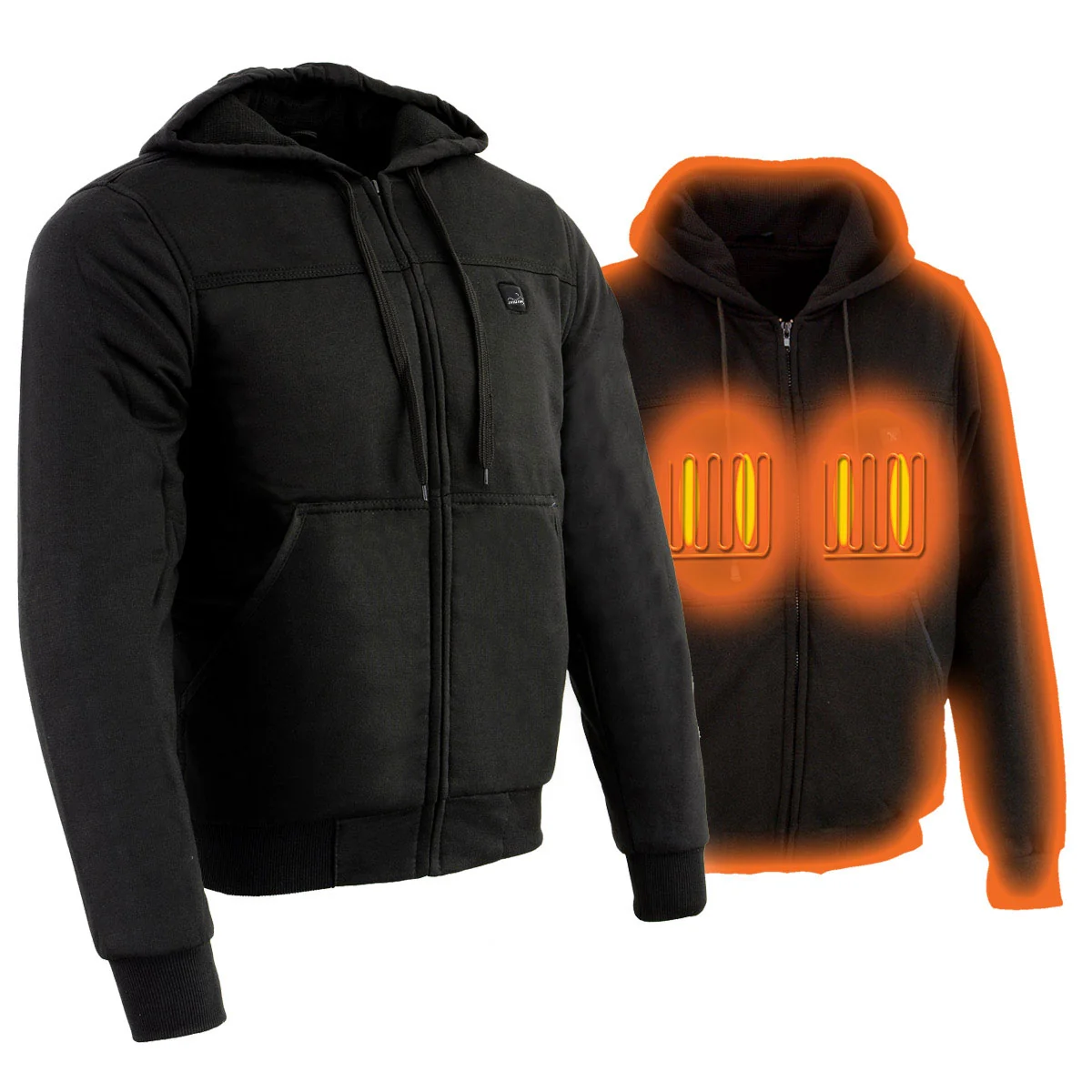 Optimized The Bikers Zone BZ2813 Men's Black Heated Hoodie with 12V Battery Included Sophisticated