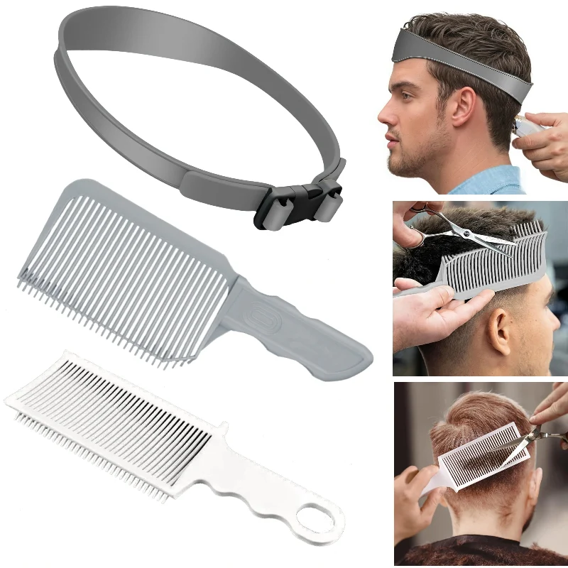 Artisan 1 3Pcs Barber Hair Comb Kit Flat Top Hair Cutting Fade Comb Adjustable Headband Styling Tool Salon Hair Accessories Casual