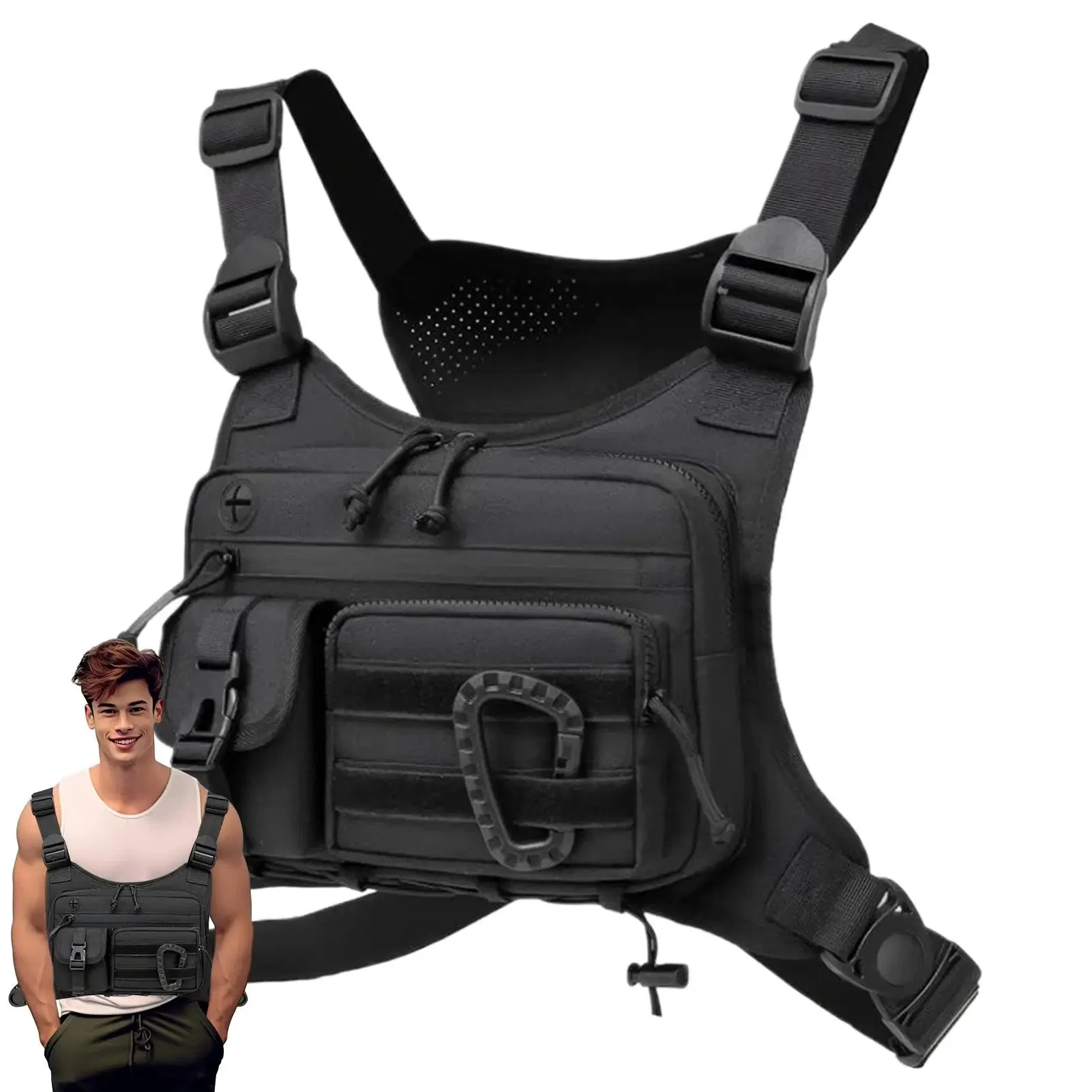 Minimalist Anti-Theft Chest Bag – Adjustable Running Vest Pack for Travel Hiking Motorcycle Outdoor Activities Authentic