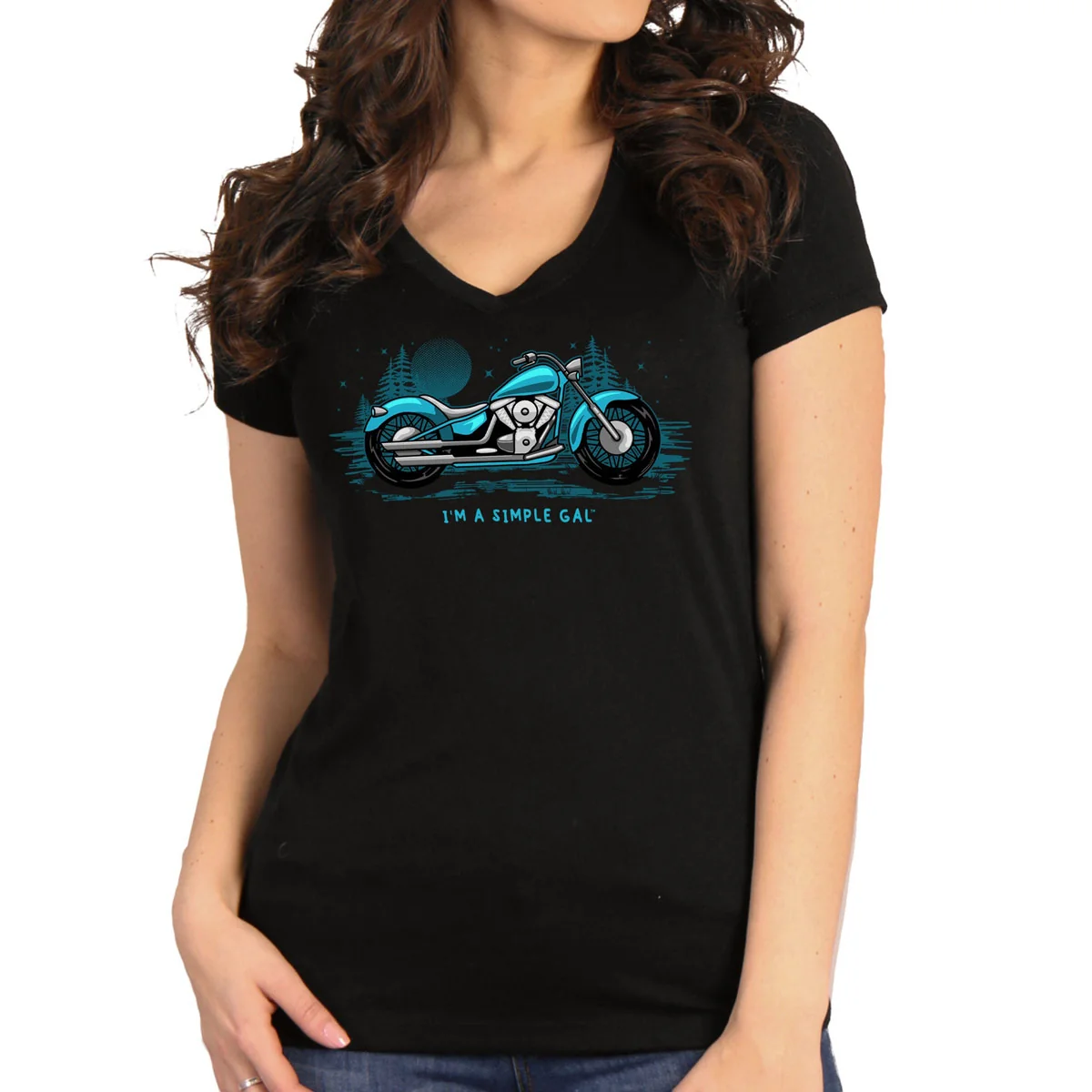 Durable Hot Leathers GLR1574 Women's Black Short Sleeve Simple Gal T-Shirt Effective