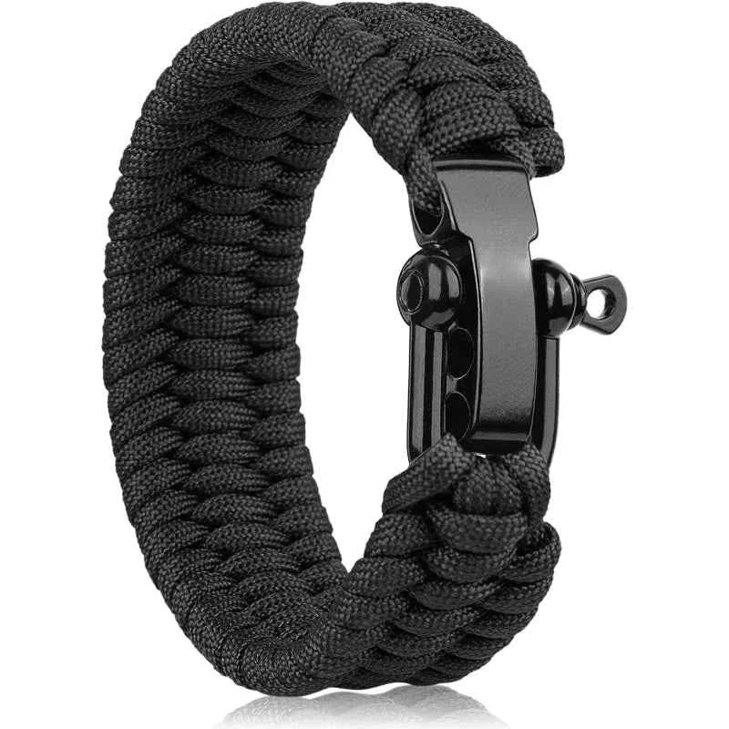 Powerful Adjustable Woven Paracord Bracelet with Three-Hole U-Type Buckle Outdoor Survival Wristband Versatile