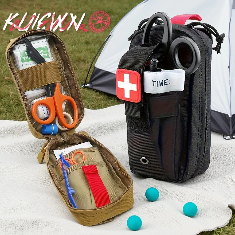 Functional Tactical First Aid Kit with Tourniquet – MOLLE Emergency Medical Pouch for Camping Hiking Survival Minimalist