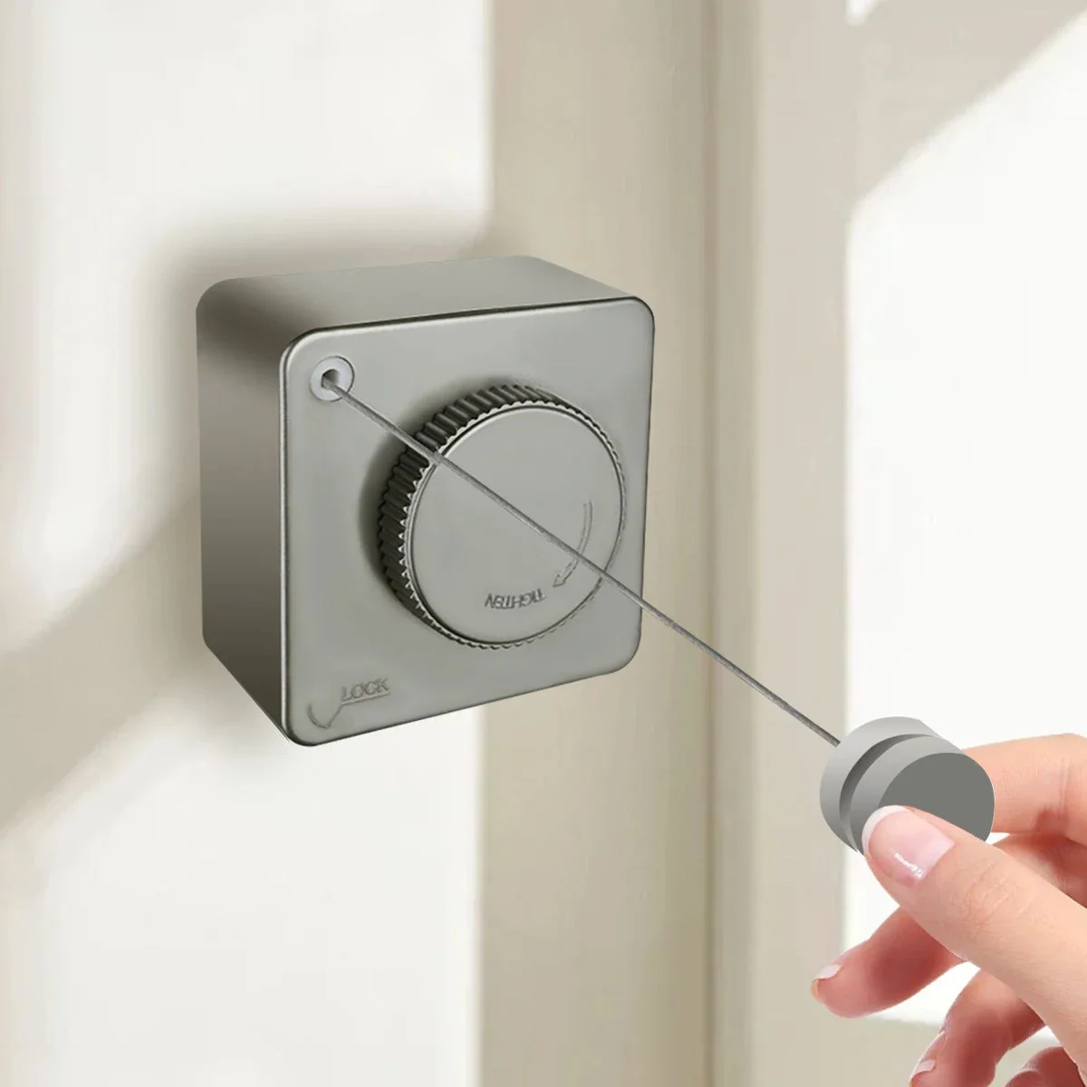 Selected Wall-Mounted Retractable Clothesline – 15.1 Ft Stainless Steel Rope Indoor Outdoor Use Non-Sagging Modern Gray Lightweight