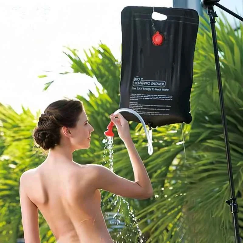 Pure 20L Portable Solar Camping Shower Bag with Hose Shower Head and Hanging Strap Certified