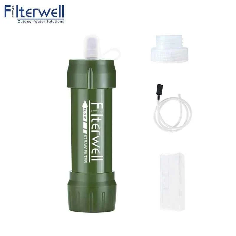 Consistent Filterwell Mini Personal Water Filter Straw with Tube and Accessories for Camping Hiking and Travel Unique