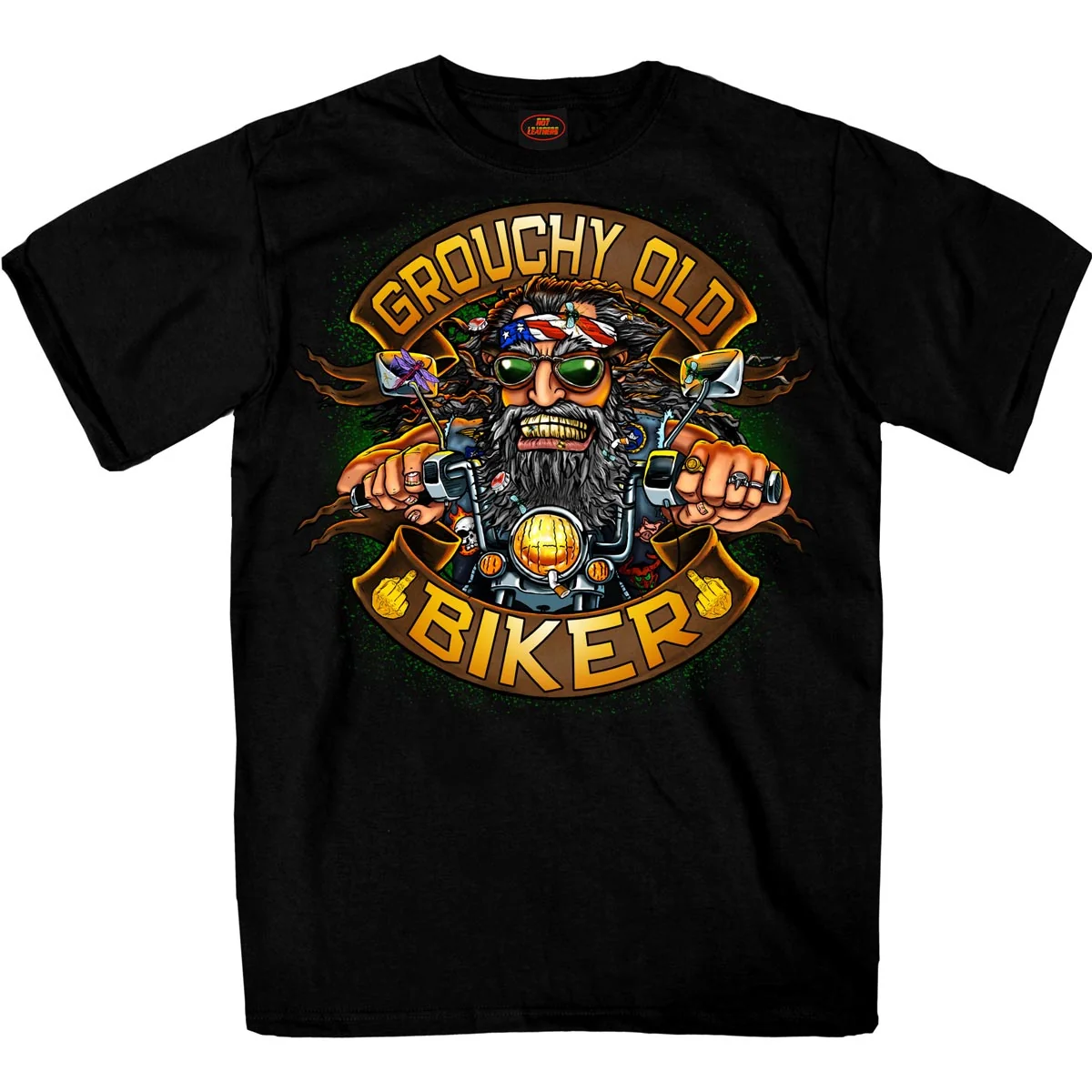 Secure Hot Leathers GMS1508 Men's 'Grouchy Old Biker' Black Biker T-Shirt Premium Material