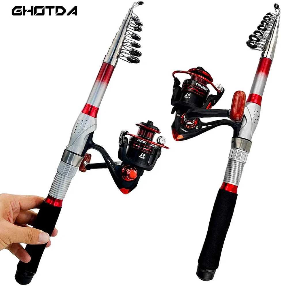 World-Class Carbon Fiber Telescopic Fishing Rod Spinning Reel 5.5 1 Combo Original