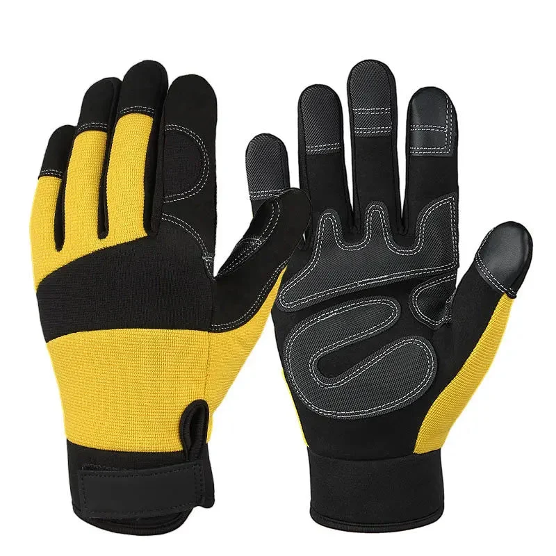 Dependable Full Finger Cowhide Rock Climbing Gloves Anti-Slip Superior
