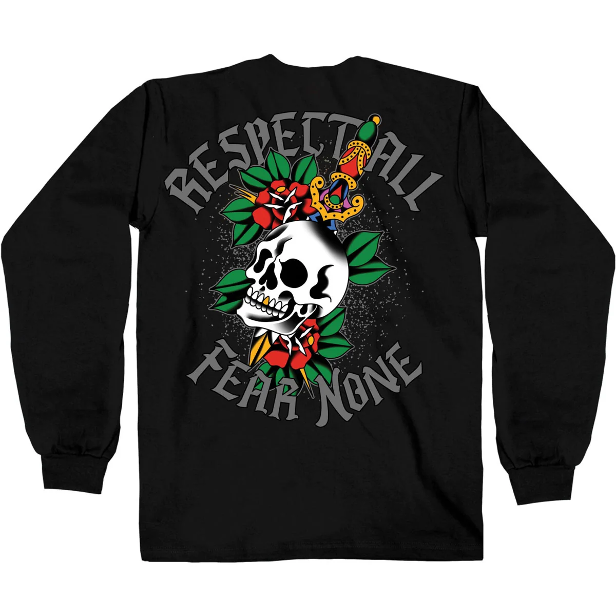 Soft Hot Leathers GMD2514 Men's Black Respect All Fear None Long Sleeve T-Shirt Casual