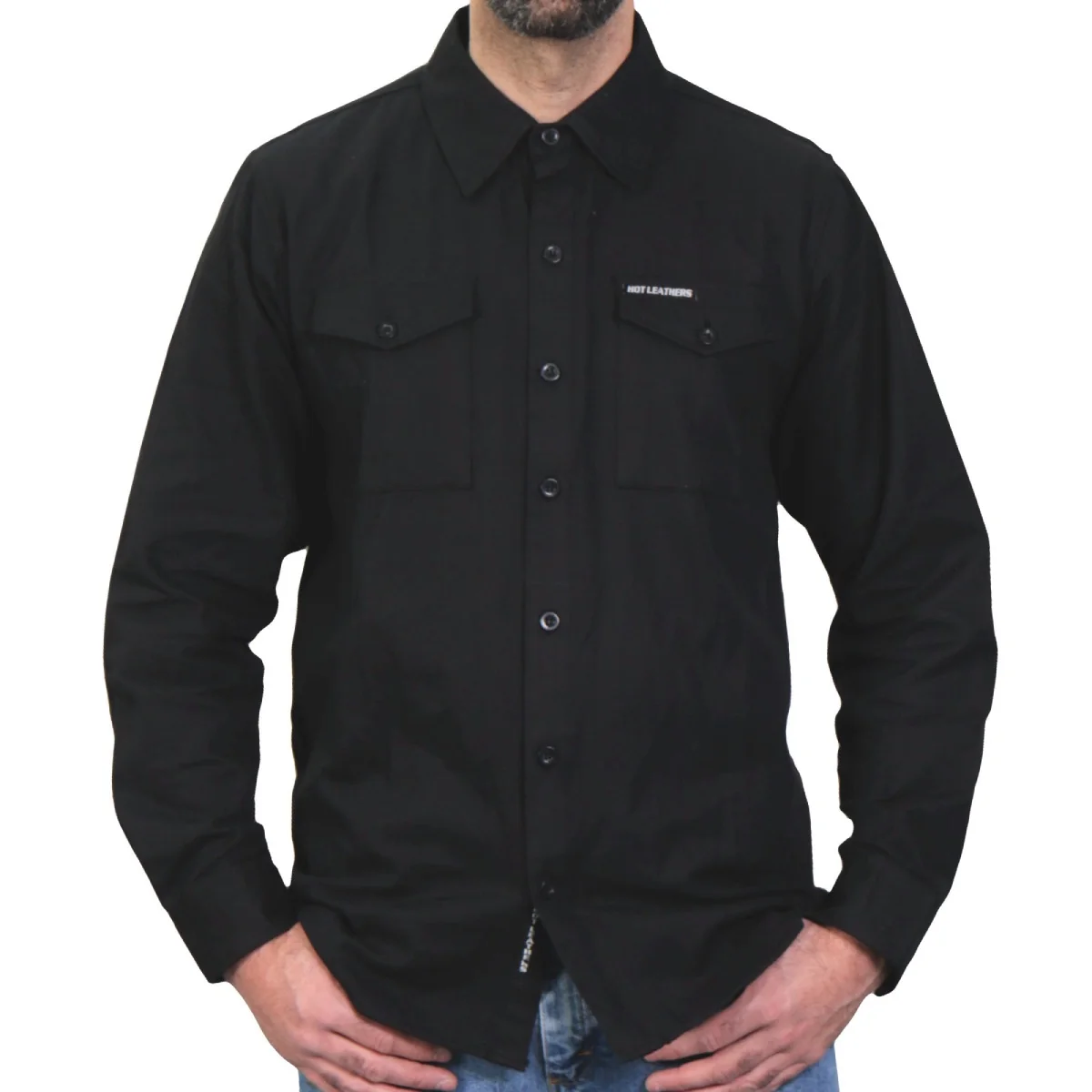 Hot Leathers FLM2024 Men's Solid Black Flannel Long Sleeve Shirt Long-Lasting