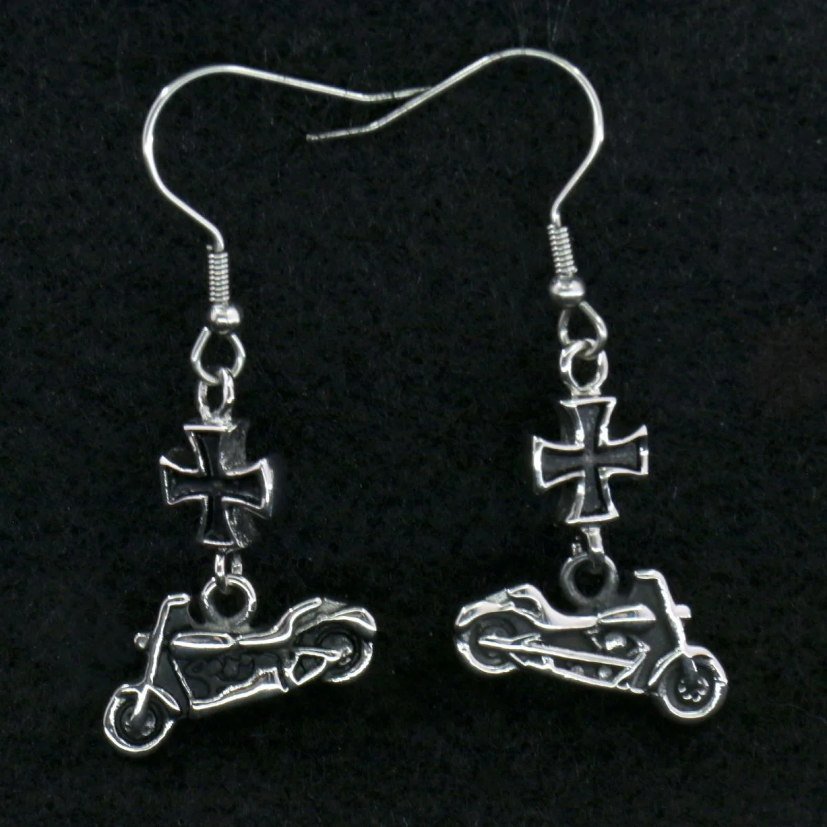 Contemporary Hot Leathers JWE1109 Big Iron Cross and Motorcycle Earrings Advanced