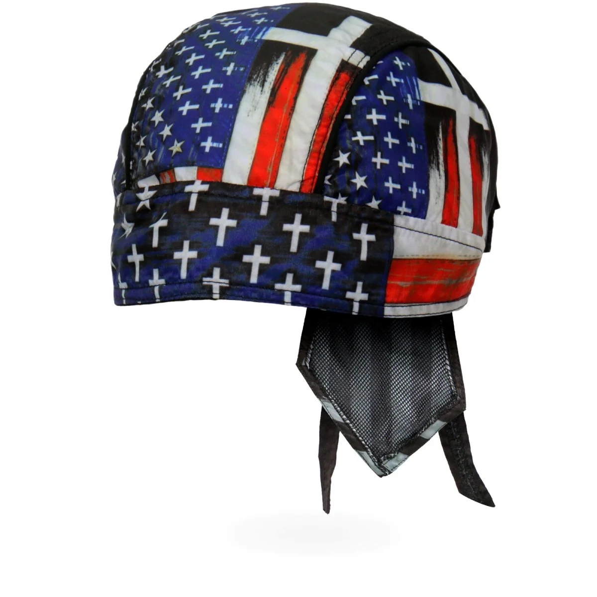 First-Class Hot Leathers HWH1120 Flag Cross Headwrap Effective