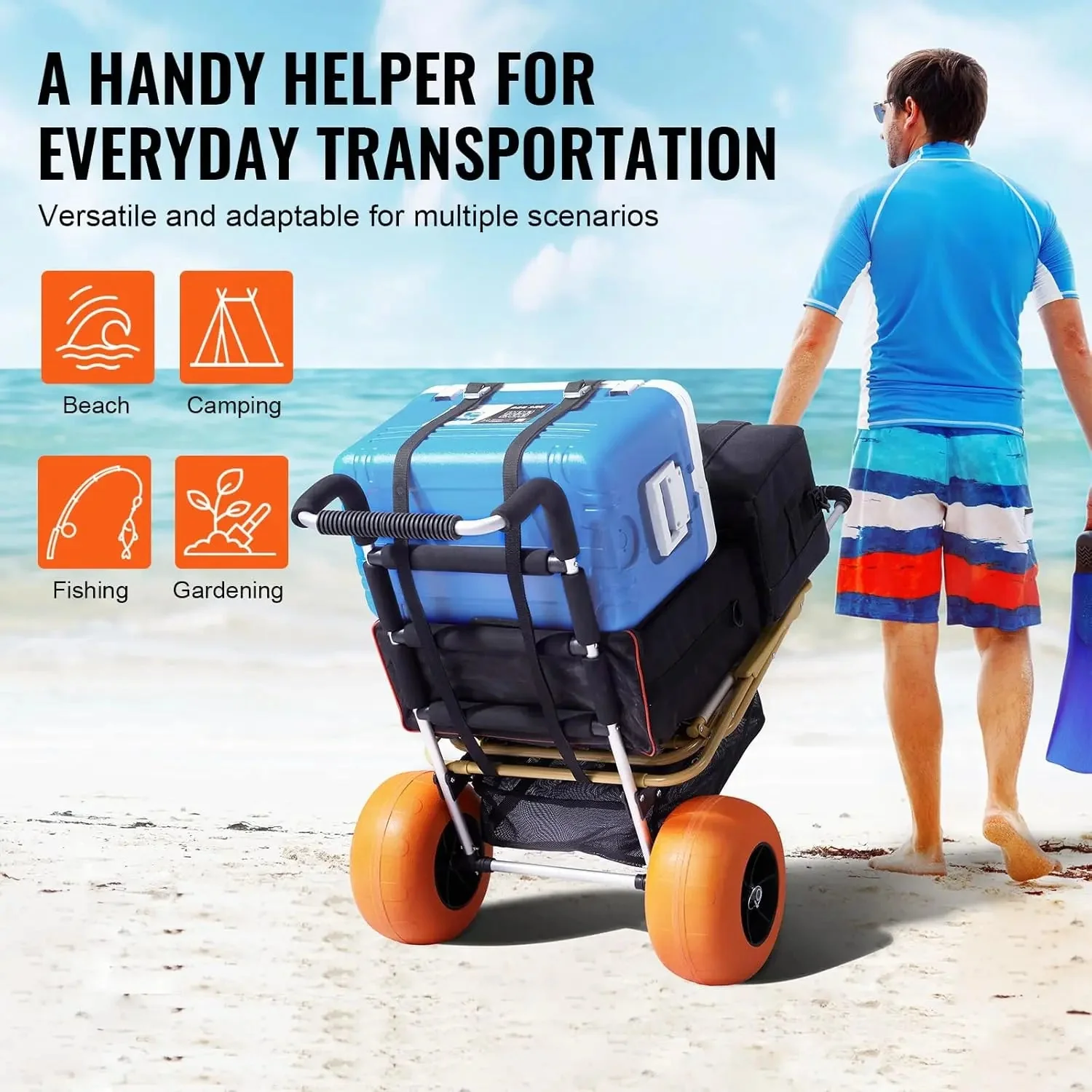 Minimalist Beach Dolly with Big Wheels – 165 lbs Folding Sand Cart for Beach Outdoor Beach Dolly with Big Wheels – 165 lbs Folding Sand Cart for Beach Outdoor Expertly Made